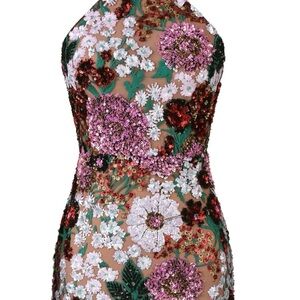 Floral Embellished Halter Dress